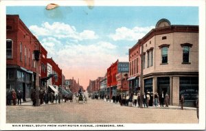Postcard Main Street South From Huntington Avenue in Jonesboro, Arkansas~2869