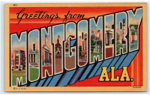 Large Letter Linen~ MONTGOMERY, AL Alabama ~ c1940s Curt Teich  Postcard