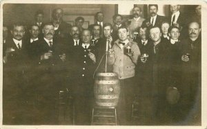 Beer Mug Keg Party Interior C-1910 RPPC Photo Postcard 20-5205
