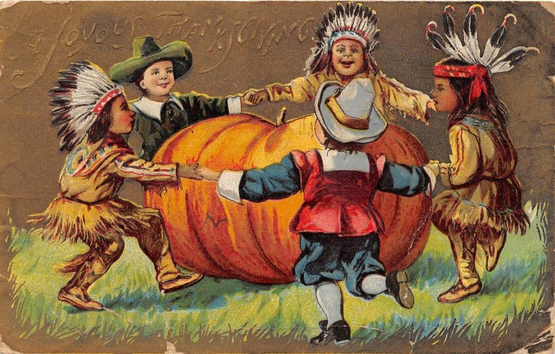 G21/ Native American Indian Postcard c1910 Newark Ohio Thanksgiving 3