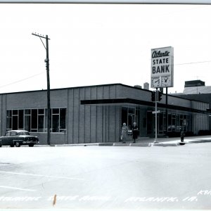 c1950s Atlantic, IA State Bank RPPC Downtown Real Photo Main St Postcard A103