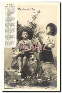 Old Postcard Calendar July 1903 Pleasures of Children & # 39ete Games