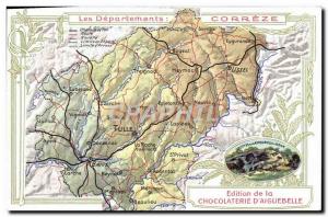 Old Postcard geographical maps of Chocolaterie & # 39Aiguebelle Correze Caves...