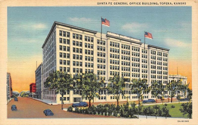 TOPEKA, KS Kansas   SANTA FE GENERAL OFFICE BUILDING   c1940's Postcard