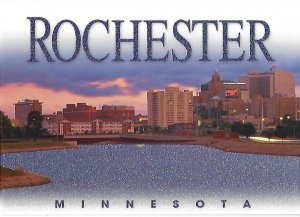 Glitter Card of Downtown Skyline of Rochester Minnesota  4 by 6