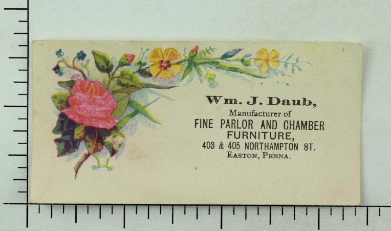 1880's-90's Victorian Trade Card Wm. J. Daub MFG. Parlor & Chamber Furniture P91