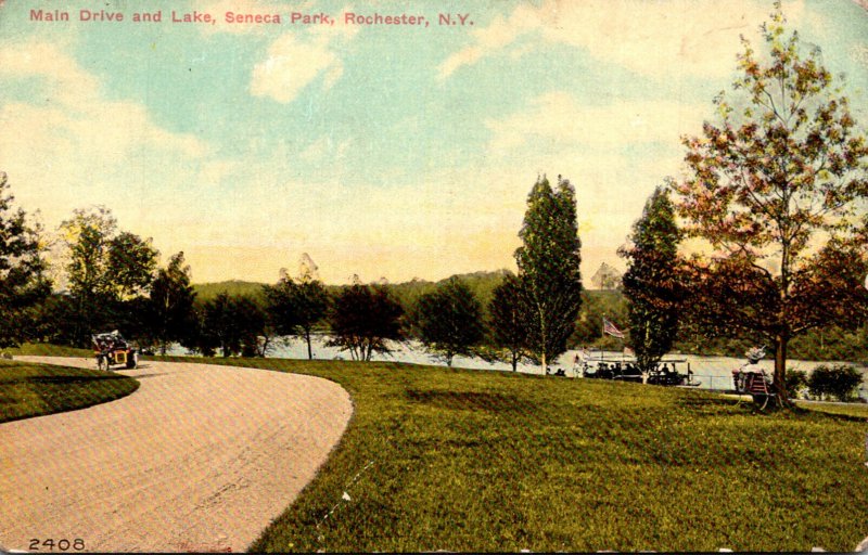 New York Rochester Seneca Park Main Drive and lake