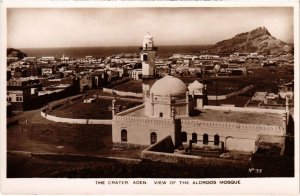 PC ADEN THE CRATER VIEW OF THE ALDROOS MOSQUE REAL PHOTO YEMEN (a31429)