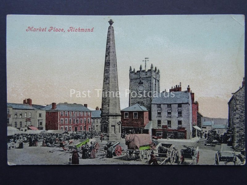 Yorkshire RICHMOND MARKET & Market Place Postcard by C. E. Cookes / Valentine