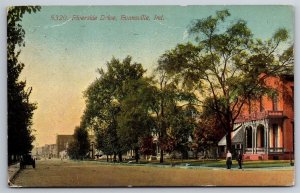 Riverside Drive Residential Area Toward Downtown Evansville IN 1912 Postcard U3