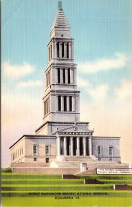 George Washington Masonic National Memorial Alexandria VA Linen Postcard PM DC 