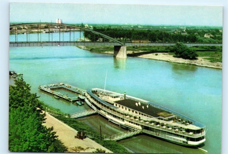 Hungary Szeged Tiszapart Szoke Tisza Hotel on the Ship Vintage 4X6 Postcard D56