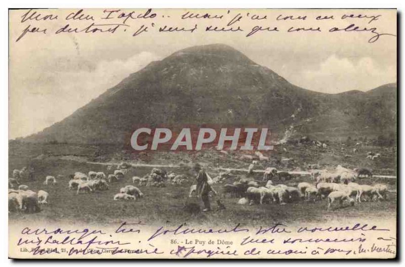 Old Postcard Puy de Dome Shepherd and sheep