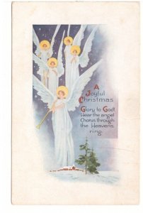 Joyful Christmas, Angel Chorus, Rural Winter Scene, Antique Fairman Co. Postcard