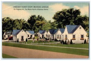 c1940 Exterior View Crescent Tourist Court Building Branson Missouri MO Postcard