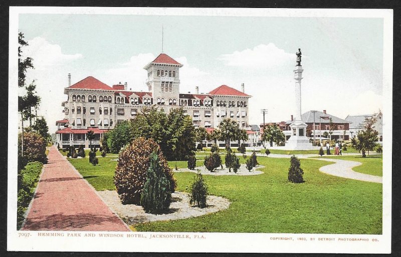 Hemming Park & Windsor Hotel Jacksonville Florida Unused c1905