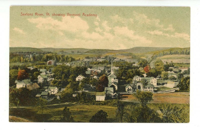 VT Saxtons River. Bird's Eye View Showing Vermont Academy Buildings