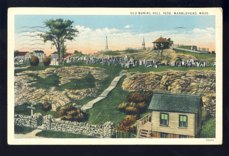 Marblehead, Massachusetts/MA/Mass Postcard, Old Burial Hill, 1937!