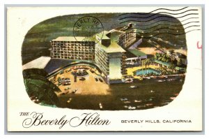 Vintage 1961 Advertising Postcard The Beverly Hilton Beverly Hills California