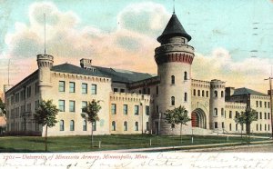 Vintage Postcard 1910 School University of Minnesota Armory Building Minneapolis