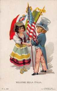 J78/ Uncle Sam Patriotic Postcard c1910 Uncle Sam Kids Italy 466