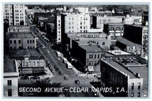 c1940 Aerial View Street Road Second Avenue Cedar Rapids Iowa Vintage Postcard