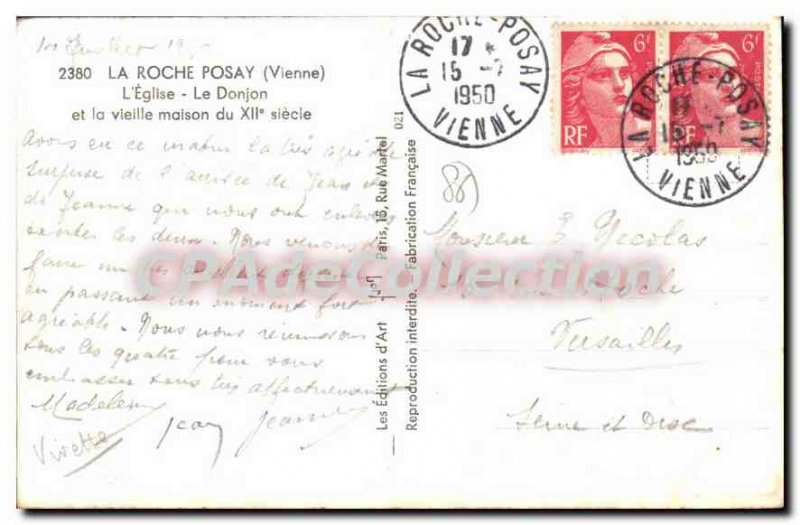 Old Postcard La Roche Posay The Church Donjon