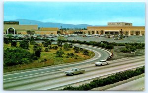 SAN BERNARDINO, CA~ Inland Center SHOPPING MALL Department Stores 1960s Postcard