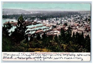 Coeur D' Alene Idaho ID Postcard Dock Business District General View Lake 1905