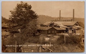 K45/ Sheffield Pennsylvania RPPC Postcard c1910 Bottle Works Factory 23