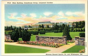 Main Building Greenhouse Group Longwood Gardens Delaware Postcard