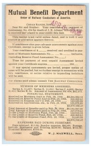 1906 Mutual Benefit Department Cedar Rapids Iowa IA White Plains NY Postcard 