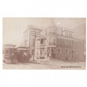 Creighton Hotel New Kensington Pa. RPPC Trolly Cars Conductors / 2R5-462