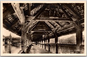 Luzern Kapellbrucke Erbaut 1333 Built Switzerland Historical Structure Postcard