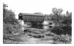 J51/ Greenfield New Hampshire RPPC Covered Bridge Postcard c1950s 159