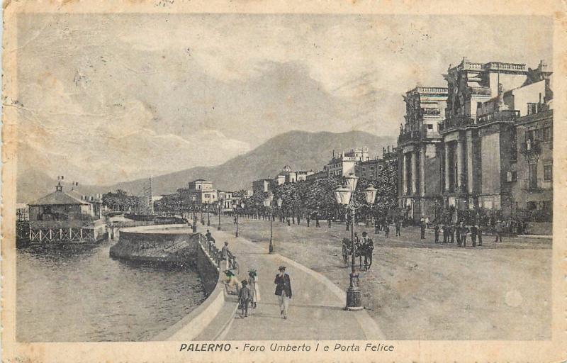 Palermo 1920s Foro Umberto I e Porta Felice Italia