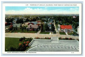 c1930's Panorama Greeley Colorado CO, From Tower Of Inspiration Point Postcard