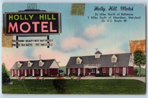 Aberdeen Maryland Postcard Holly Hill Motel Building Exterior View 1940 Unposted