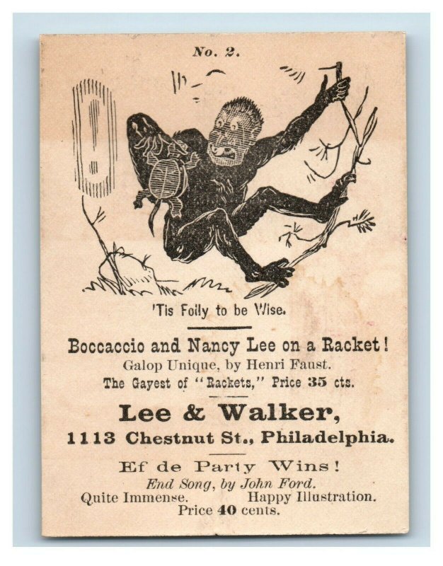 1870's Rare Sheet Music Printer Lee & Walker Boccaccio & Nancy Lee P166