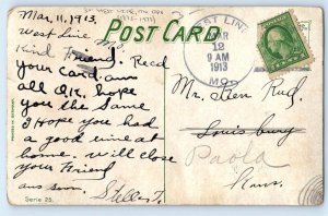 1913 Easter Lilies Flowers West Line Missouri MO DPO (1875-1973) Postcard