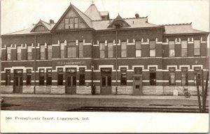 Postcard Pennsylvania Railroad Depot in Logansport, Indiana~131158