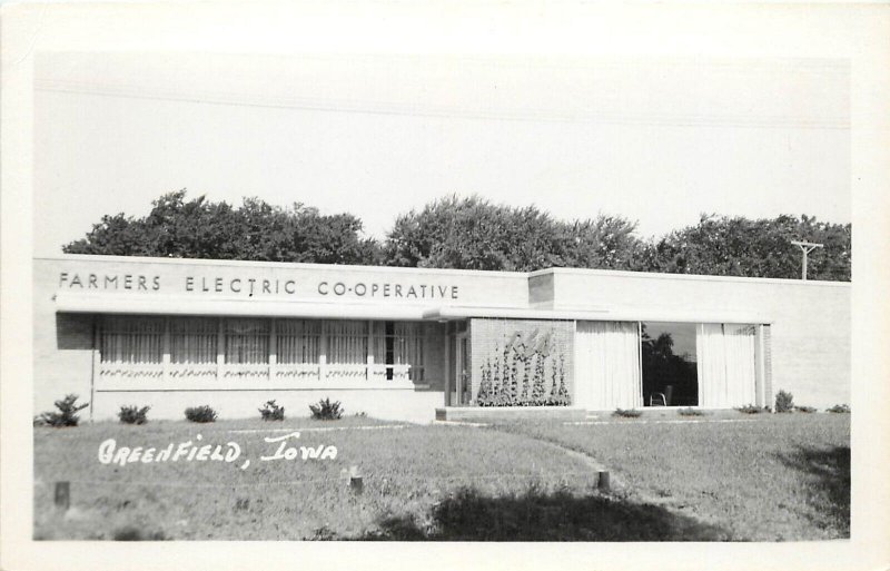 RPPC Postcard Greenfield IA Farmers Electric Co-operative, Adair County Unposted