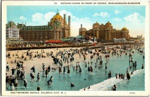 Beach by Dennis Marlborough Blenheim Traymore Hotels Atlantic City Postcard B28