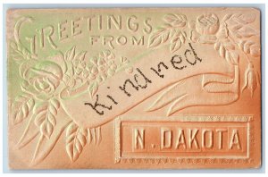 Kindred North Dakota Postcard Greetings Embossed Glitter c1910 Vintage Antique