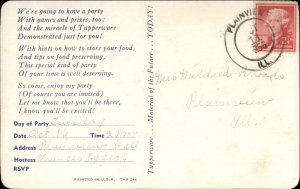 1950s Tupperware Mom & Daughter - Advert Postcard - Party Invite