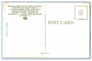 Victoria BC Canada Postcard Morrow Crest Court Motel Water Fountain c1930's