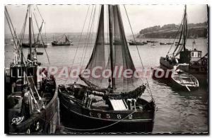 Old Postcard Douarnenez Finistere Boats at Anchor at Plomarch