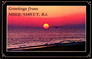 Rhode Island Misquamicut Greetings Showing Beach At Sunset