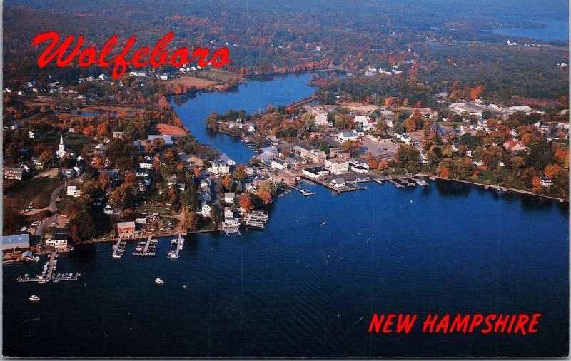 VINTAGE POSTCARD BIRD'S EYE VIEW OF WOLFEBORO NEW HAMPSHIRE