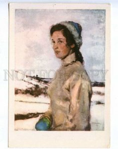 218541 RUSSIA Nevelshtein skier girl old postcard